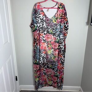 Cacique Swim Long Maxi Cover Up Dress-Multicolor-Size 22/24